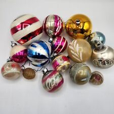 Vtg 15 Glass Mercury Christmas Ornaments Mixed Lot Indent Mica Stenciled Plus picture