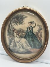 Antique Bubble Glass Frame With Victorian Ladies Art Print 12 x 9.75 See Details picture