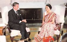 C9444 Pres. Reagan & India Prime Minister Indira Gandhi Chrome PC CL-RR. SER #71 picture