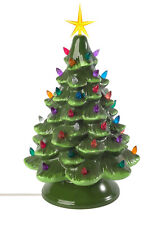 Classic Ceramic Christmas Tree – 15.5” Vintage Green Tree with Multicolor Lights picture