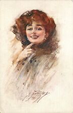 c1913 Postcard 15645 Lovely Lady with Auburn / Red Hair, Artist Signed, Unposted picture