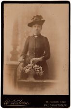 C. 1880s CABINET CARD W. WILSON GORGEOUS YOUNG LADY IN DRESS PADDINGTON ENGLAND picture
