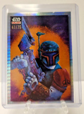 2023 Topps Chrome Star Wars Galaxy 26 Boba Fett on The Hunt PRIZM Ref /75 picture