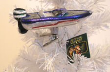 2015 OLD WORLD CHRISTMAS - BASS BOAT - BLOWN GLASS CLIP ON ORNAMENT NEW W/TAG picture