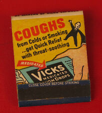 VINTAGE VICKS PHARMACY INHALER COUGHS ADVERTISING MATCHBOOK MATCHES  picture