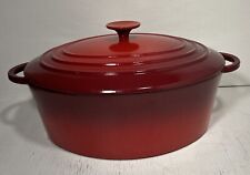 Staub Basix Enameled Cast Iron Oval Dutch Oven Red 5.5Qt #31 Made In France EUC picture