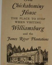 c.1950s Old Chickahominy House Ad Pamphlet Williamsburg Virginia Plantations picture