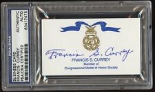 Francis Currey d2019 signed autograph Business Card MOH WWII Army PSA Slabbed picture