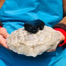 5.78LB Large Natural Black Tourmaline Crystal Gemstone Rough Mineral Specimen picture