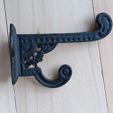 1 Small Vtg Cast Iron Flower Hanger Double Hook Wall Mount Ornate  picture