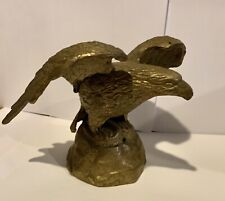 Vintage Solid Brass Eagle Statue On Rock picture