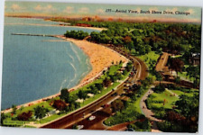 Vintage Postcard Aerial View South Shore Drive Beach Chicago, IL  picture
