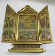 Vintage Wood Italian Tole Florentine Baby Jesus Triptych 10.75