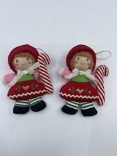 VTG Rare Cloth Dolls Christmas Candy Can Oranaments Decor Holiday picture