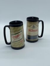 2 Vintage Thermal Beer Mugs Hamm's Miller High Plastic Insulated Beer Mugs picture