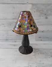 PartyLite Global Fusion Tealight Candle Lamp Mosaic Stained Glass 11.5