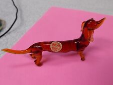 Vintage Made in East Germany Blown Glass Miniature Dog Dachshund Figurine picture