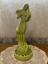 VINTAGE ROYAL HAEGER HICKMAN ART POTTERY NUDE SEA NYMPH & SEAL FLOWER FROG VASE picture