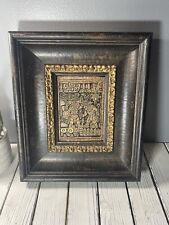 Mayan Aztec Native American Clay Stamp Tablet Art Framed Vintage Sarcophagus picture