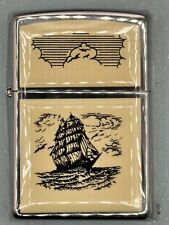 Vintage 2001 Scrimshaw Ship Double Sided Zippo Lighter NEW Mint Condition picture