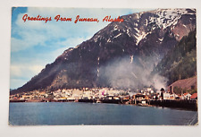 Greetings from Juneau Alaska ~ capitol city harbor ~ 60s postcard posted 1968 picture