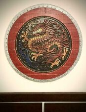 Medieval Viking Dragon Wooden Round shield Viking decor wall art Odin Hugin picture