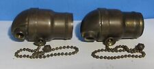 Pair Antique Dark Patina Bryant Sockets Right Angle Bases Saturn Tip Pull Chains picture