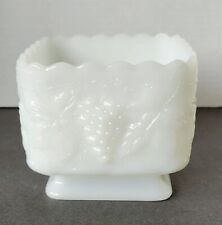 Vintage Anchor Hocking White Milk Glass Harvest Grape Square Footed Planter picture