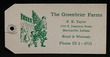 Vintage Greenbrier Farms - Martinsville, Indiana - NOS Christmas Tree Paper Tag picture