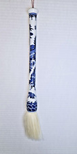 RARE CALLIGRAPHY CHINESE BLUE & WHITE PORCELAIN DRAGON WHITE HORSE HAIR BRUSH picture