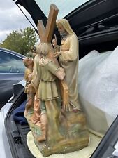 Antique Jesus Second Station Of The Cross Statue Tall & Heavy Catholic Christian picture