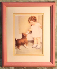 Vintage Bessie Pease Gutmann THE REWARD-Matted 4x6 Litho in 8 X 10 Pink Frame picture