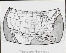 1960 Press Photo Map shows path of F-106 Delta Dart from California to Florida picture