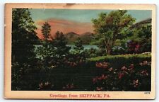 1940s SKIPPACK PA  GREETINGS FROM SKIPPACK PA LANDSCAPE LINEN POSTCARD P3956 picture