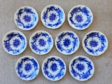 LOT OF 10 ANTIQUE FLOW BLUE BUTTER PATS BROWN-WESTHEAD MOORE CO. CAULDON ENGLAND picture