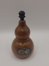 Vintage Traditional Japanese Cryptomeria Cedar Wood Hyotan Gourd Shaped Shichimi picture