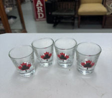 Set of 4 Vintage Canadian Club Shot Glasses Maple Leaf Poker Cards Whisky Rare picture