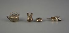 Navajo Sterling Silver  Miniatures - Teapot, Wedding Vase, Bowl, Saucepan & Lid picture