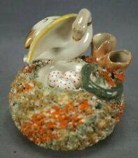19th Century Staffordshire Hand Painted Birds Nest & Snake Quill Pen Holder picture