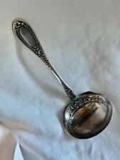 1835 R WALLACE antique FLORAL silver plate GRAVY LADLE - very strong and sturdy picture
