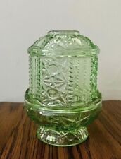 ONE Vintage Indiana Glass Green Stars and Bars Fairy Lamps picture