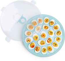 Deviled Egg Tray with Lid, Deviled Egg Platter Container Carrier 22 Slots for Re picture