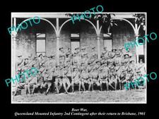 OLD LARGE HISTORIC PHOTO OF BOER WAR AUSTRALIAN SOLDIERS QLD INFANTRY c1901 picture