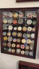 Challenge Coin Display Case 7 Row Mahogany Military Cabinet Wood Shadow Box Rack picture