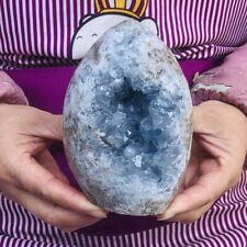 3.47LB Natural Blue Celestite Crystal Geode Cave Mineral Specimen Healing 632 picture