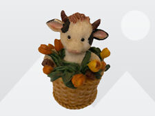Enesco Mary's Moo Moos Sitting In Basket of Roses Figurine Vintage 1990's Rare picture