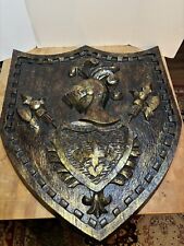 Vintage Large Medieval Knight in Armour Wall Hanging Shield 24.5 x 21.5 x 2” picture
