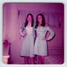Vintage Photo 2 Pretty Young Women All In Blue 1970's Found Art R160C picture