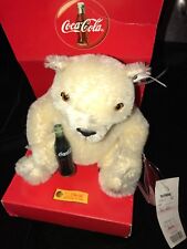 COCA COLA WHITE BEAR COKE STEIFF BUTTON IN EAR IN BOX WITH TAGS MINT COND WOW @@ picture