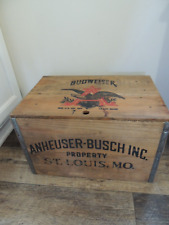 VINTAGE BUDWEISER WOODEN BEER CRATE W/ CHECKER BOARD picture